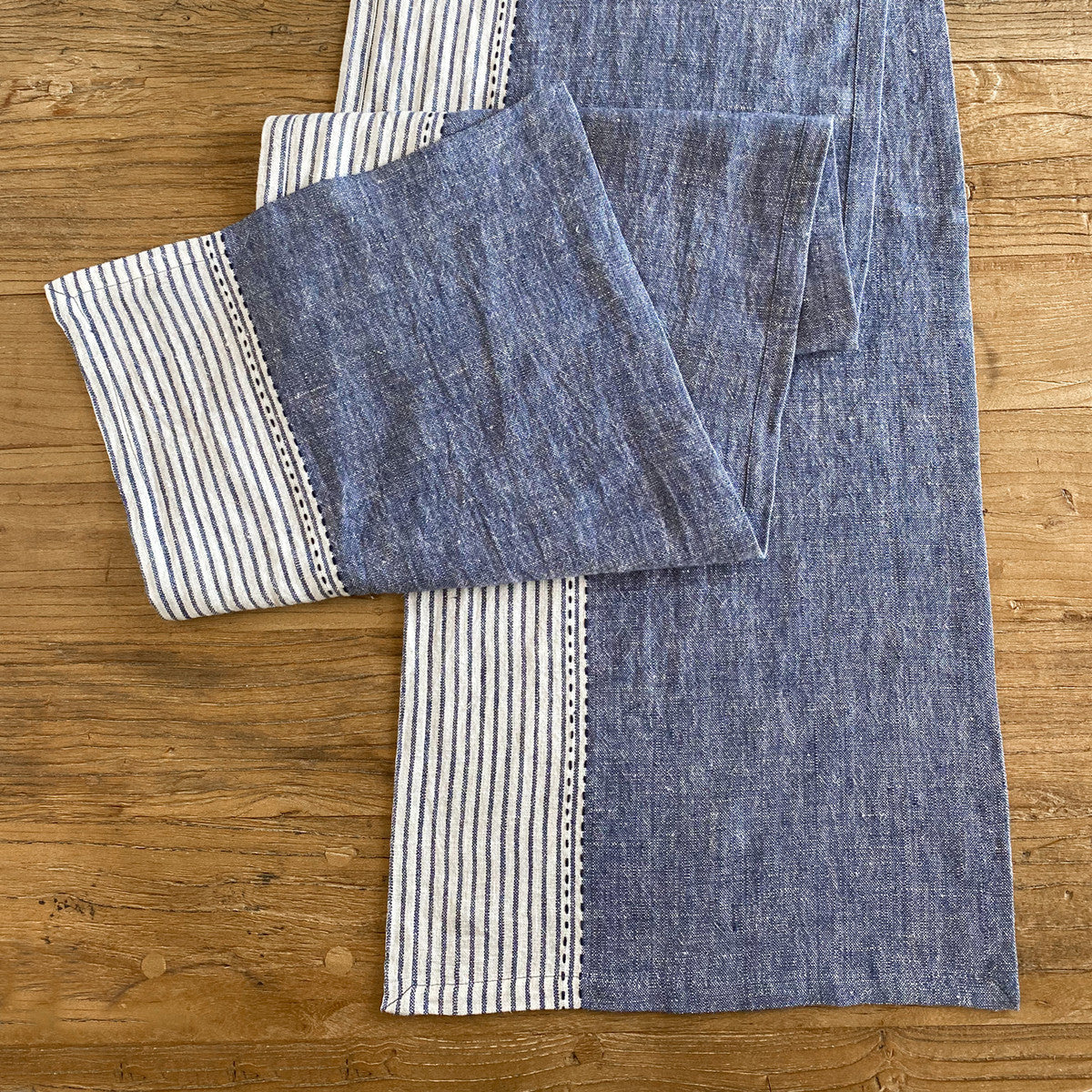 Blue Linen Table Runner Chic & Shabby